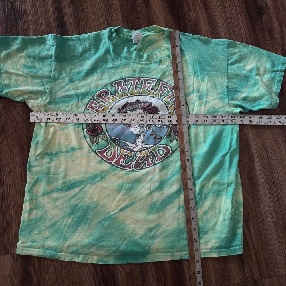 Vintage Grateful Dead Hanes Beefy T Tie-Dye T-Shirt - Green and Yellow - Picture 5 of 6